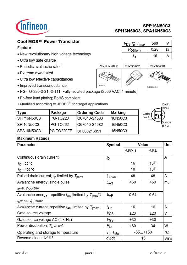 SPI16N50C3