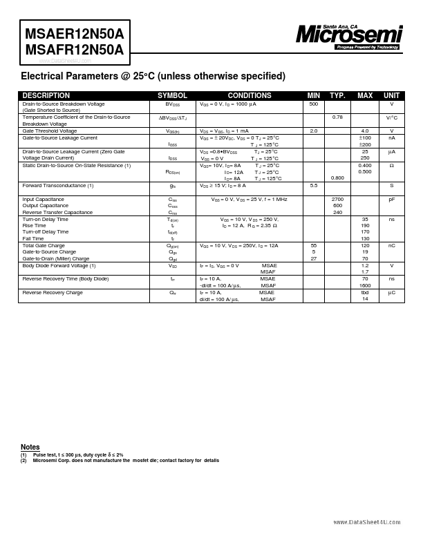 MSAFR12N50A