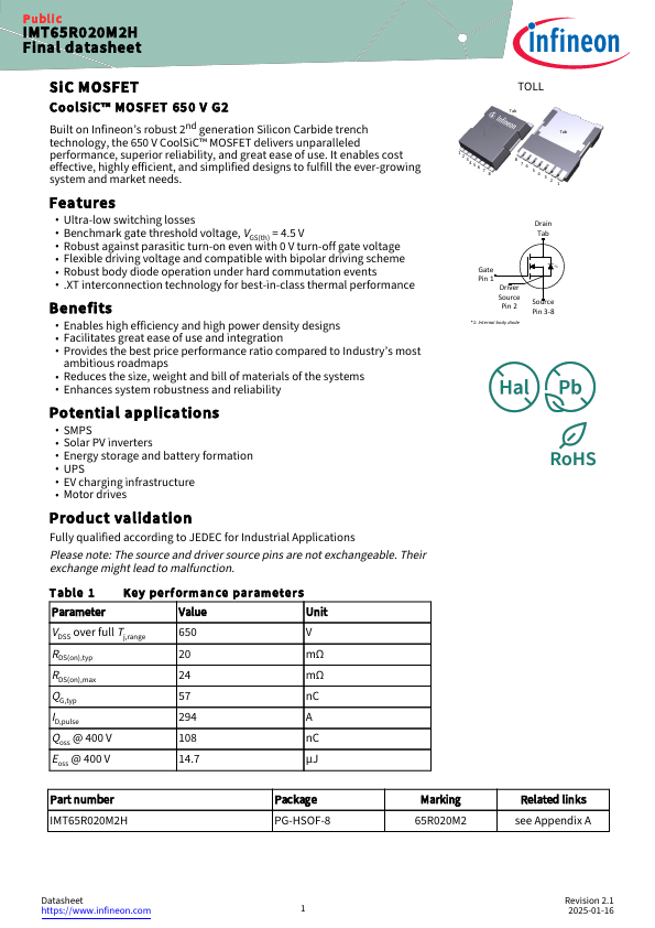 IMT65R020M2H Datasheet Preview