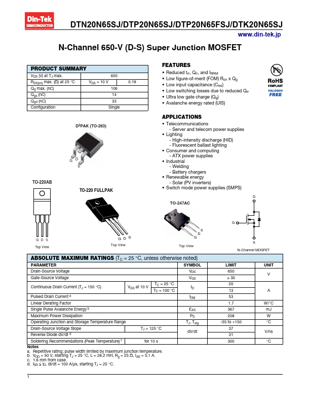 DTP20N65FSJ