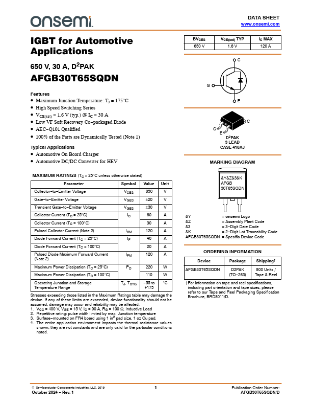 AFGB30T65SQDN Datasheet Preview