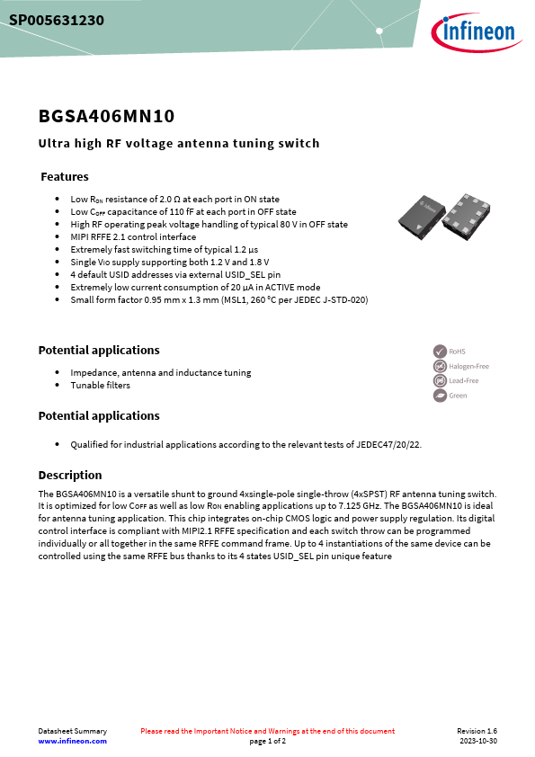 BGSA406MN10 Datasheet Preview