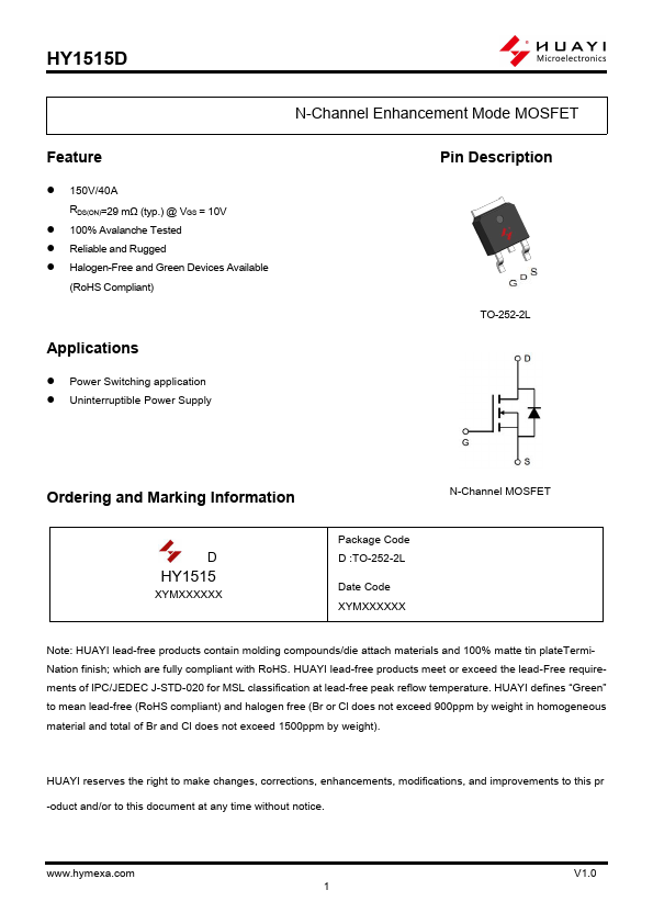 HY1515D Datasheet Preview