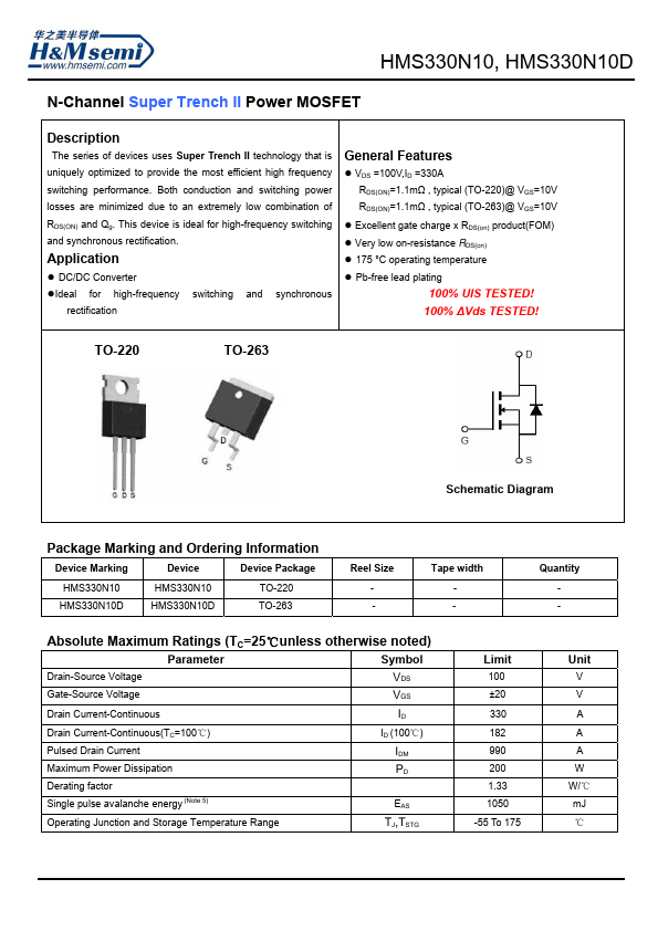 HMS330N10 Datasheet Preview