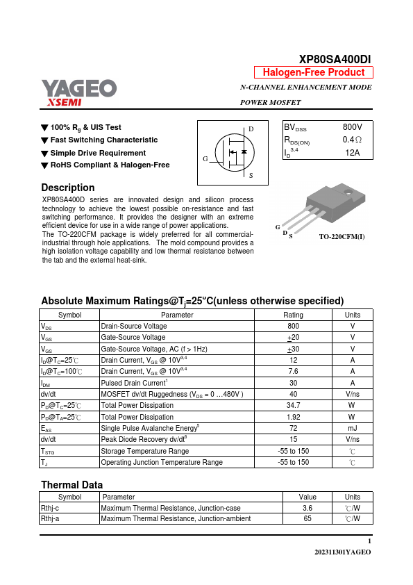 XP80SA400DI Datasheet Preview