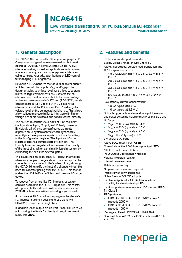 NCA6416 Datasheet Preview