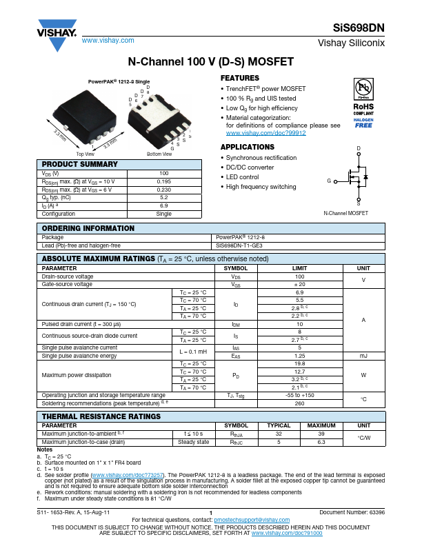 SiS698DN Datasheet Preview