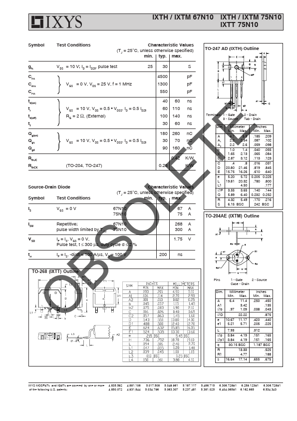 IXTT75N10