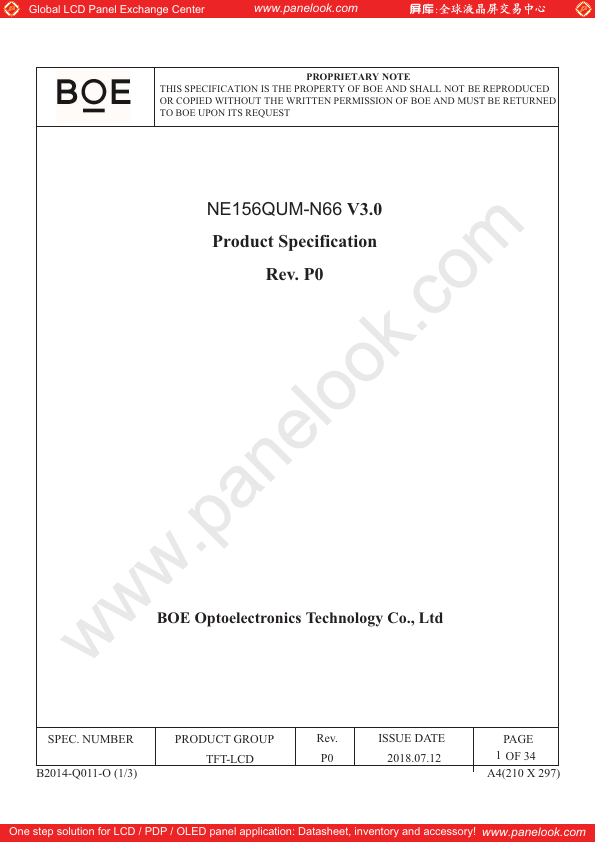 NE156QUM-N66 Datasheet Preview