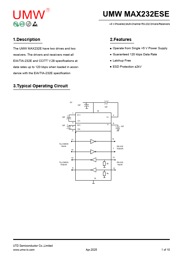 MAX232ESE Datasheet Preview