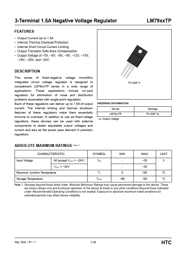 LM7915TP Datasheet Preview