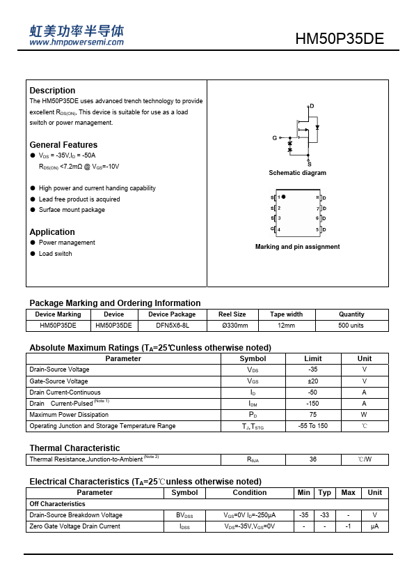 HM50P35DE Datasheet Preview