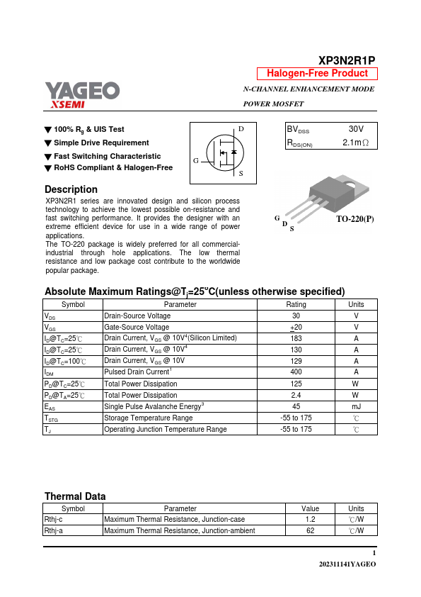XP3N2R1P Datasheet Preview