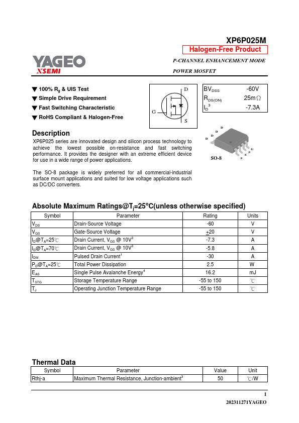 XP6P025M Datasheet Preview