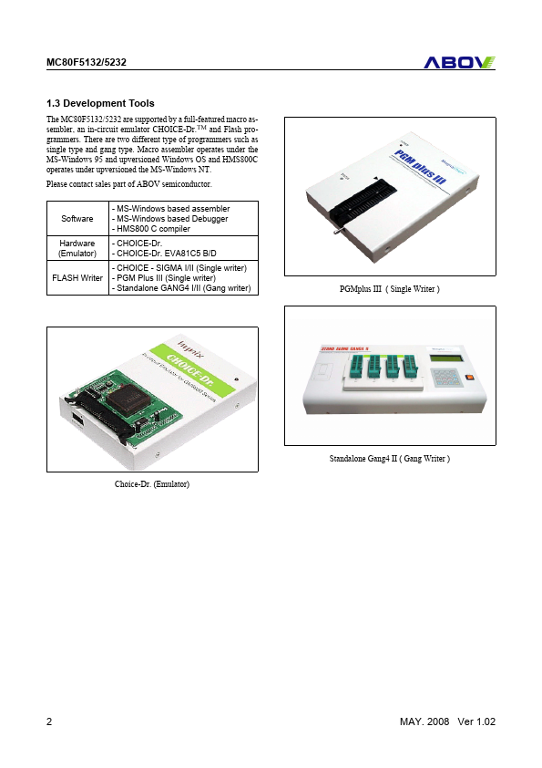 MC80F5232 page 3 preview