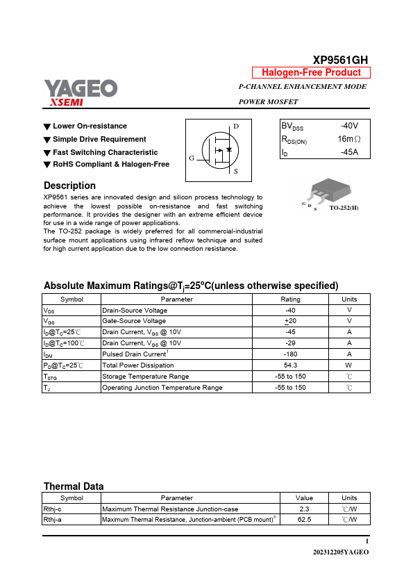 XP9561GH Datasheet Preview