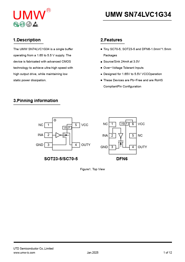 SN74LVC1G34 Datasheet Preview