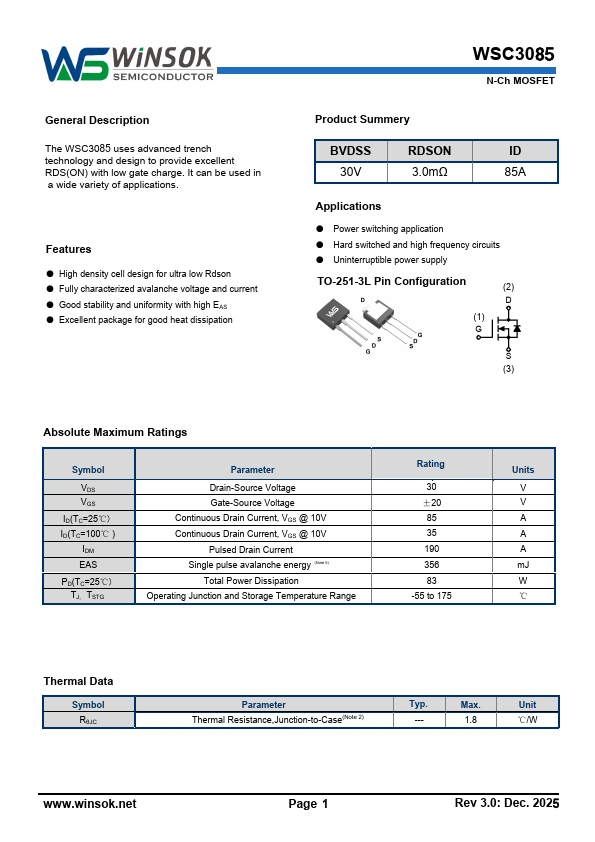 WSC3085 Datasheet Preview