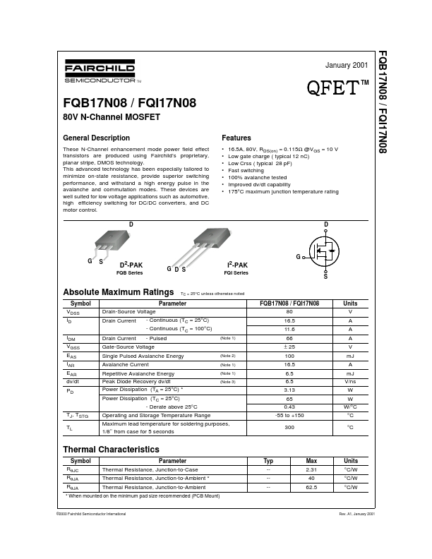 FQB17N08