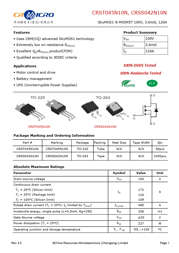 CRSS042N10N Datasheet Preview