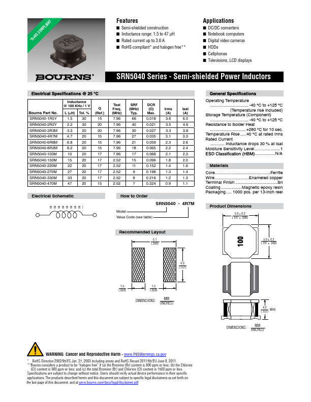 SRN5040 Datasheet Preview