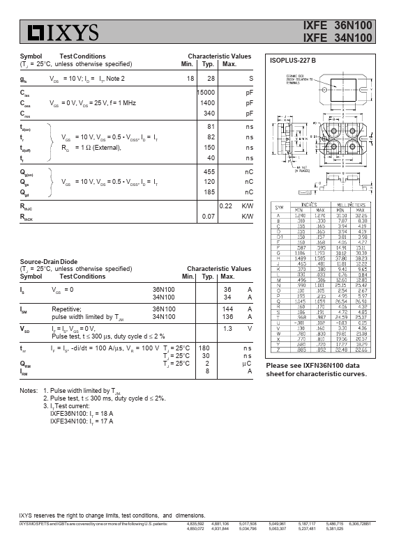 IXFE34N100