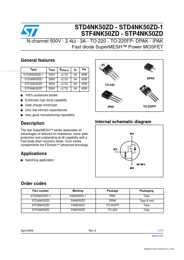 STD4NK50ZD-1